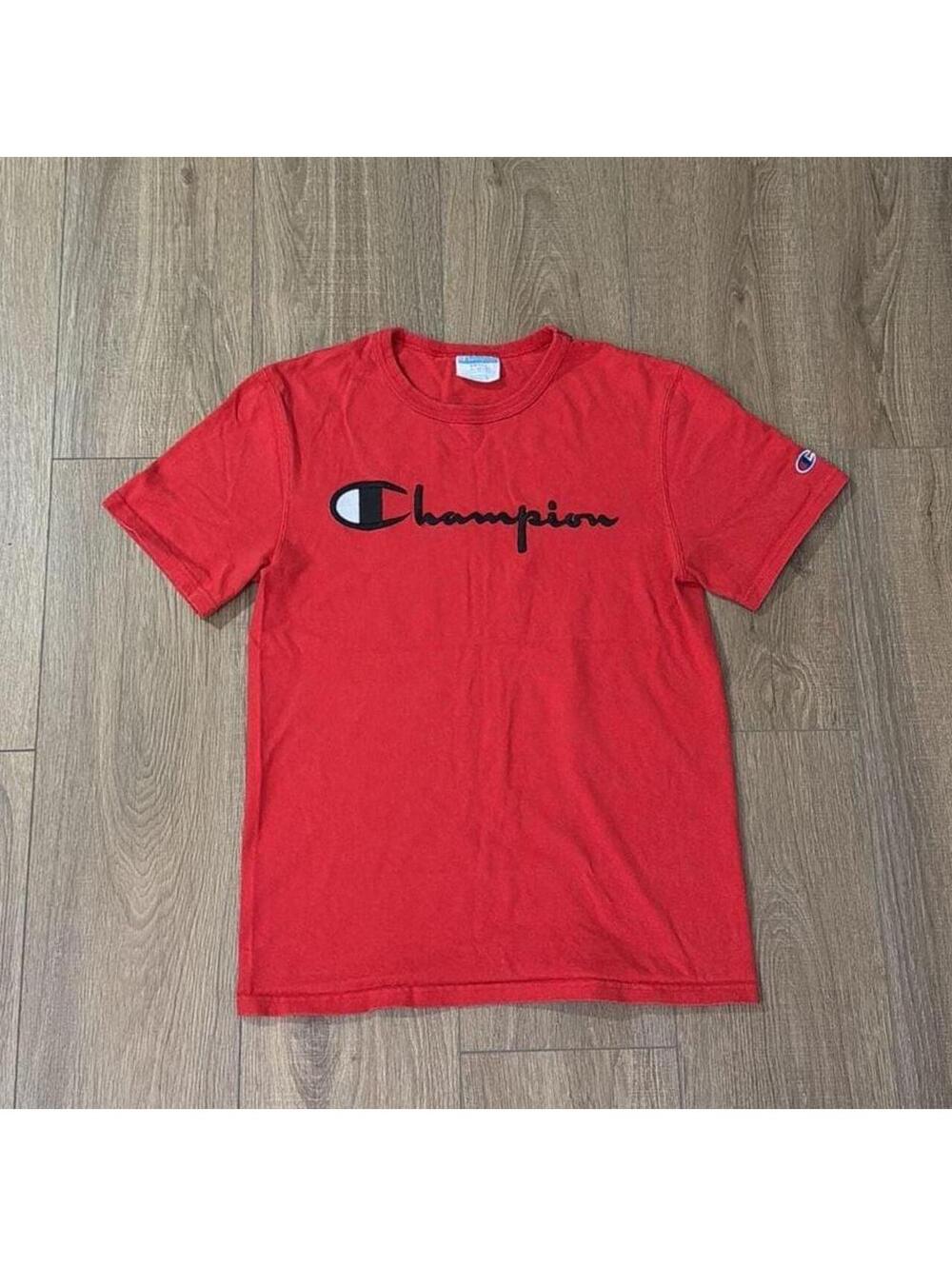 Champion Men's Classic Script Logo Red Short Sleeve T-Shirt